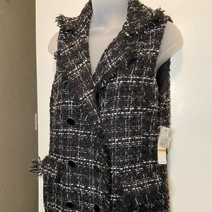 Laundry by Shelli Segal Tweed Double Breasted Vest Coat Size Small NWT